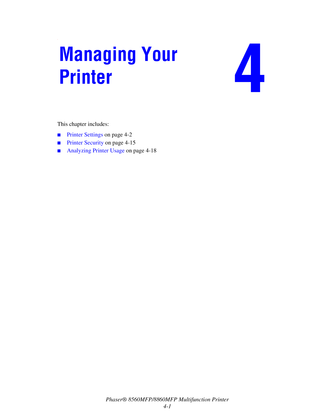 Xerox 8560MFP/8860MFP manual Managing Your Printer 