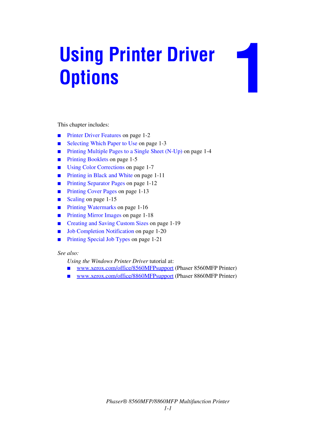 Xerox 8560MFP/8860MFP manual Using Printer Driver Options 