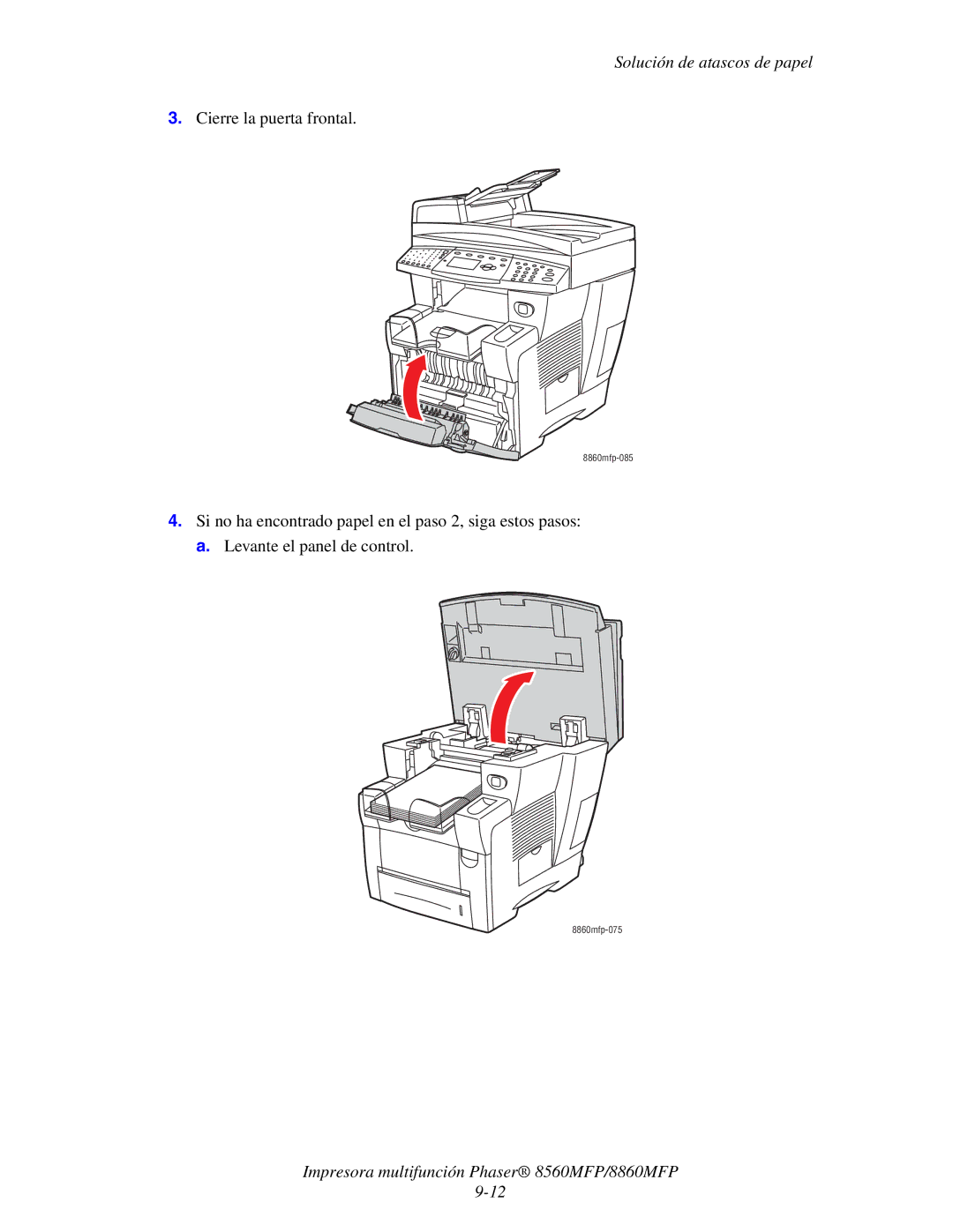 Xerox 8560MFP/8860MFP manual Cierre la puerta frontal 