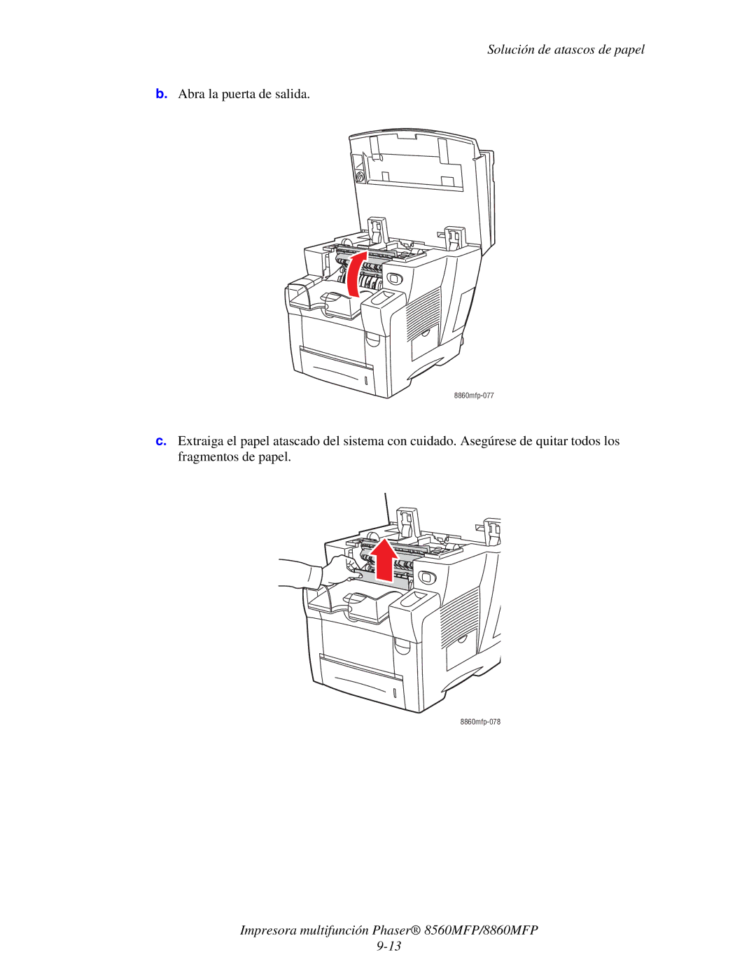 Xerox 8560MFP/8860MFP manual Abra la puerta de salida 