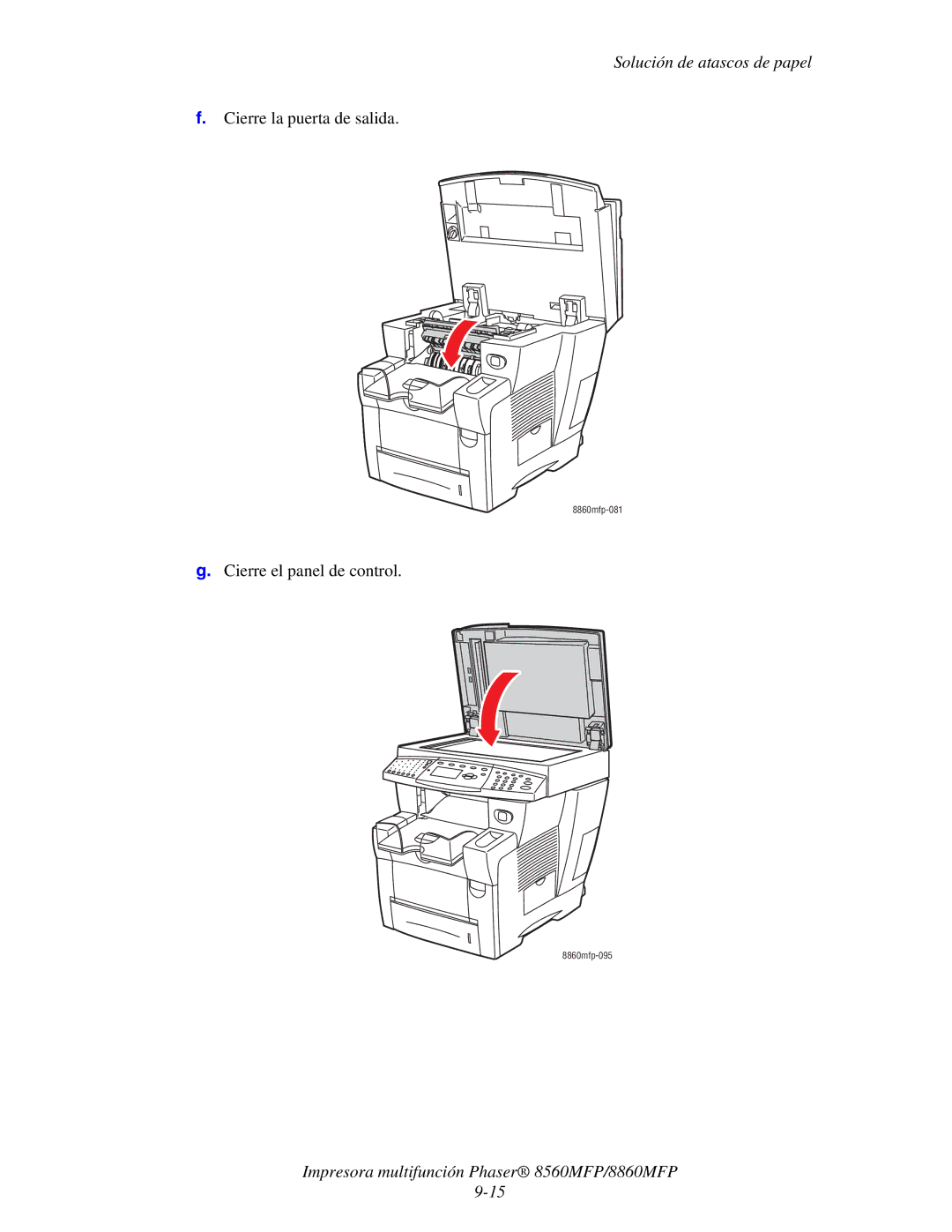 Xerox 8560MFP/8860MFP manual Cierre la puerta de salida 