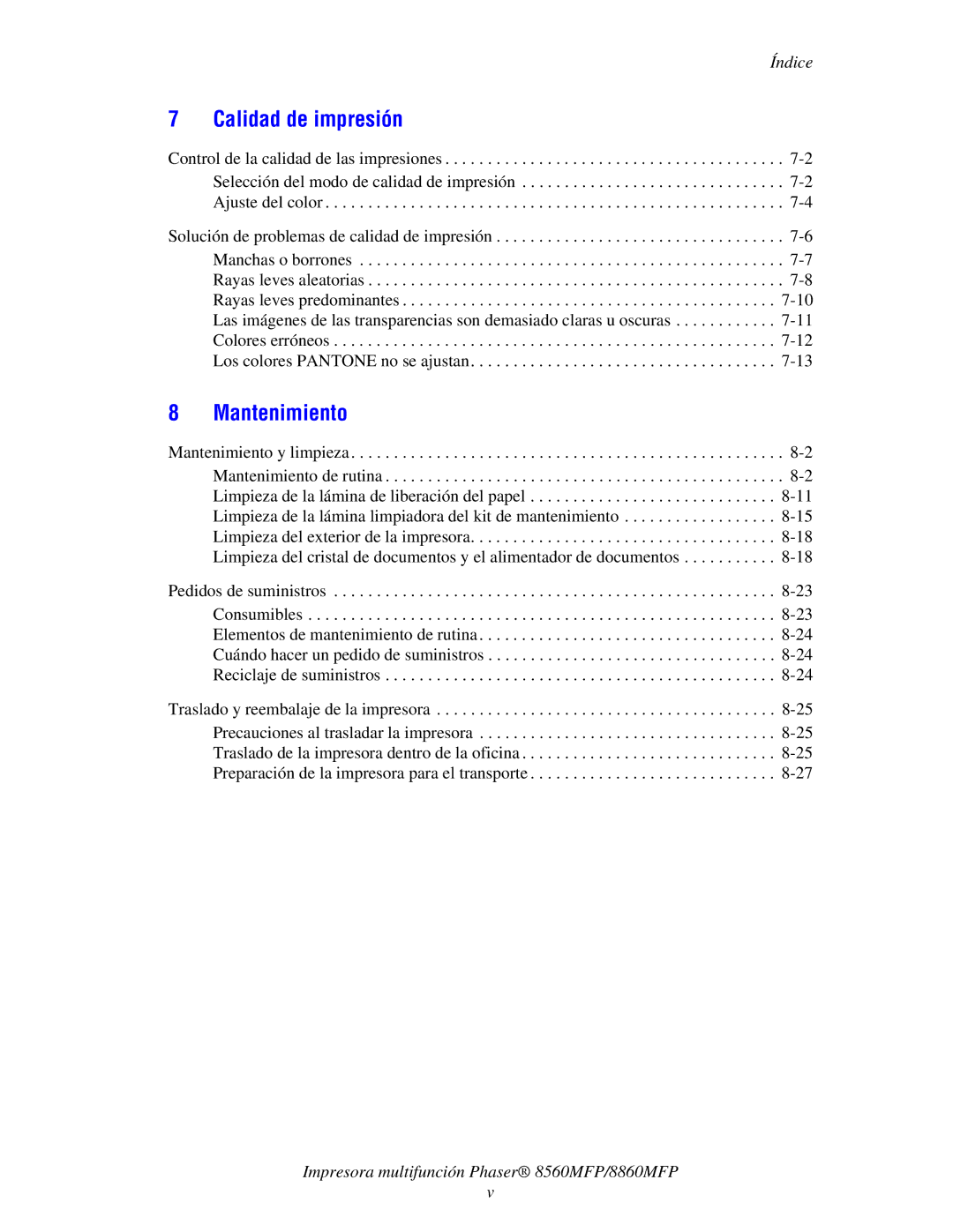 Xerox 8560MFP/8860MFP manual Calidad de impresión 