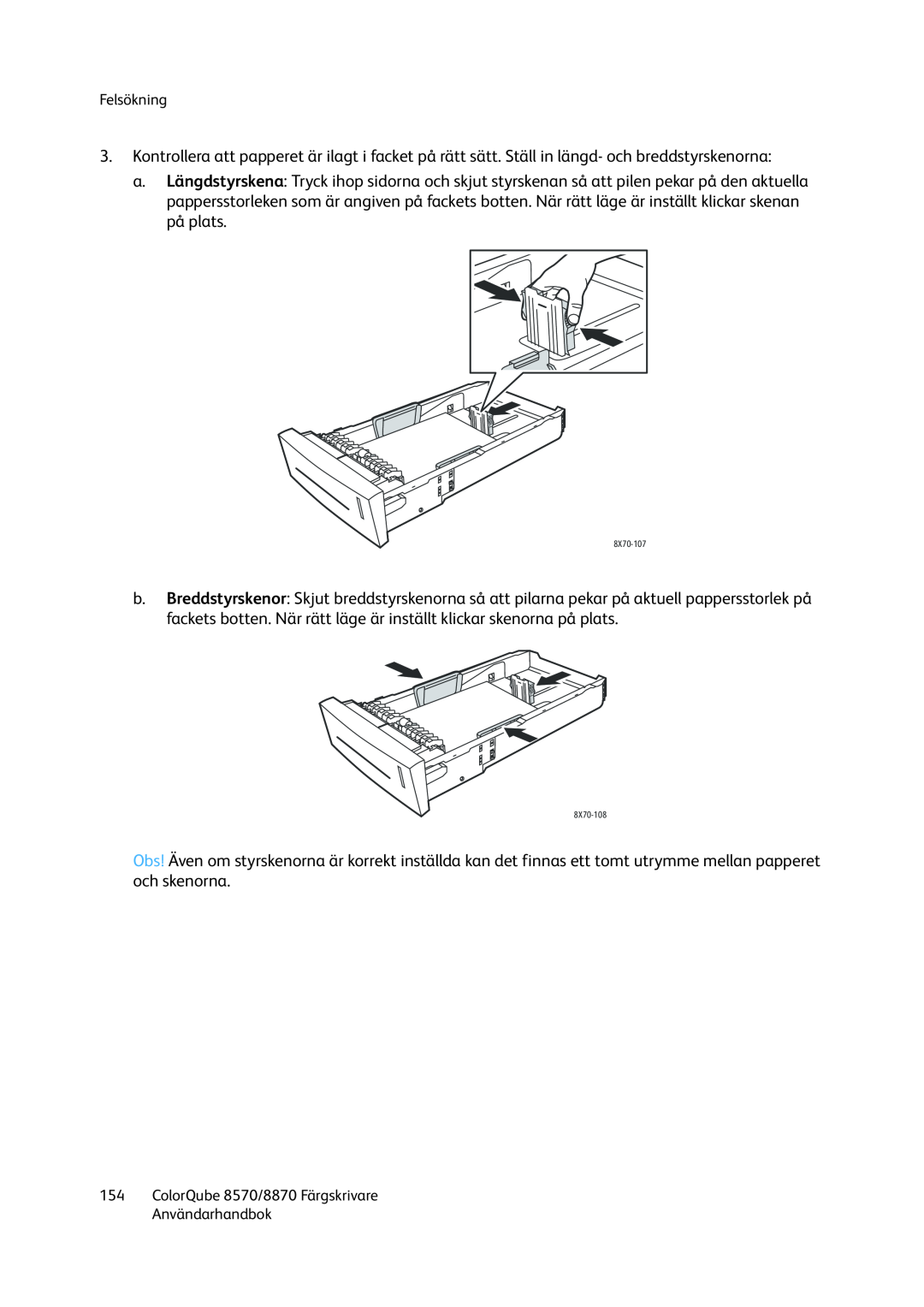 Xerox 8570 / 8870 manual Felsökning 