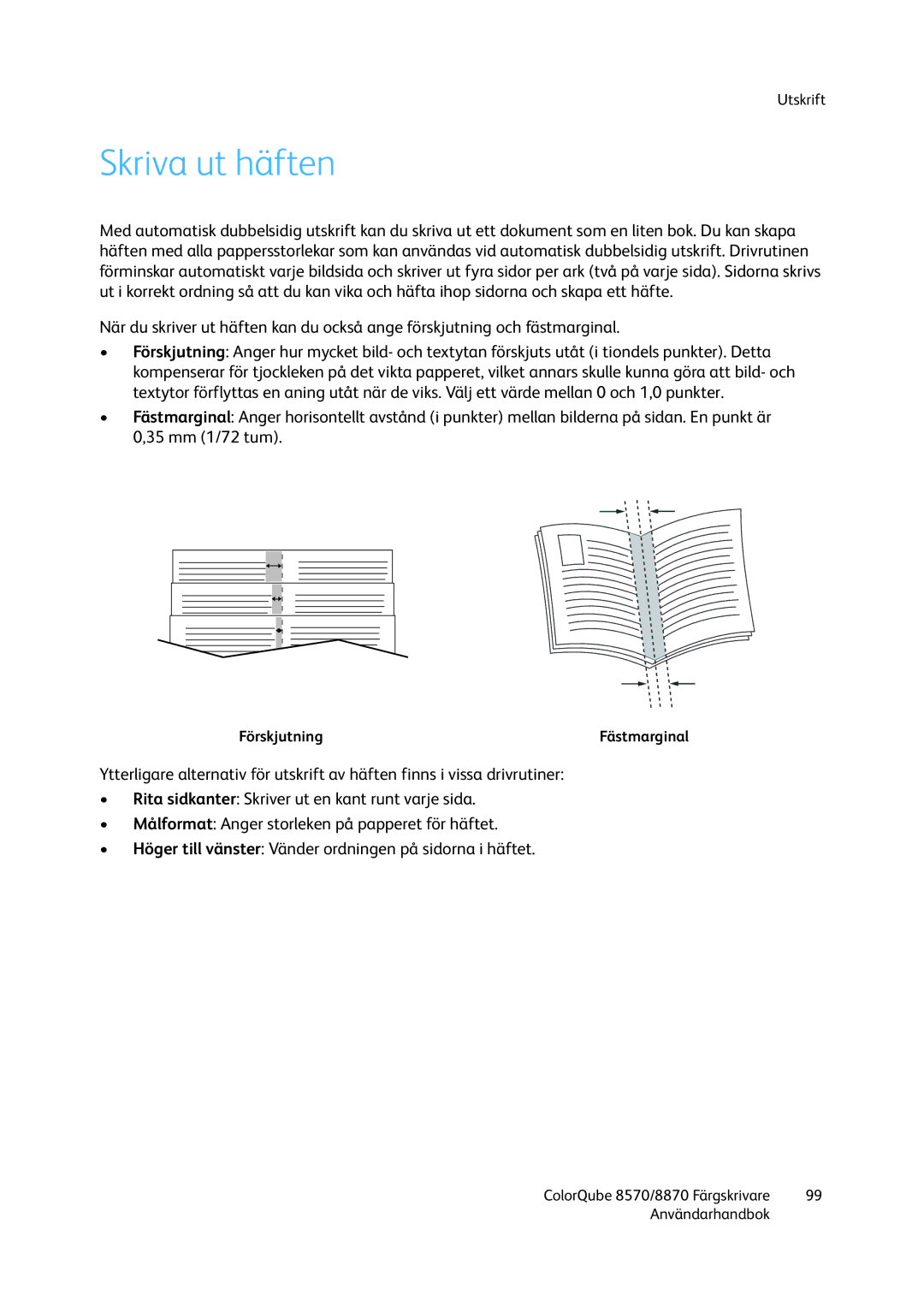 Xerox 8570 / 8870 manual Skriva ut häften 