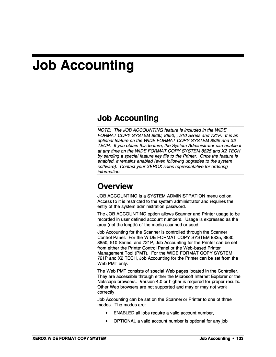 Xerox X2, 8825, 8850, 8830 manual Job Accounting, Overview 