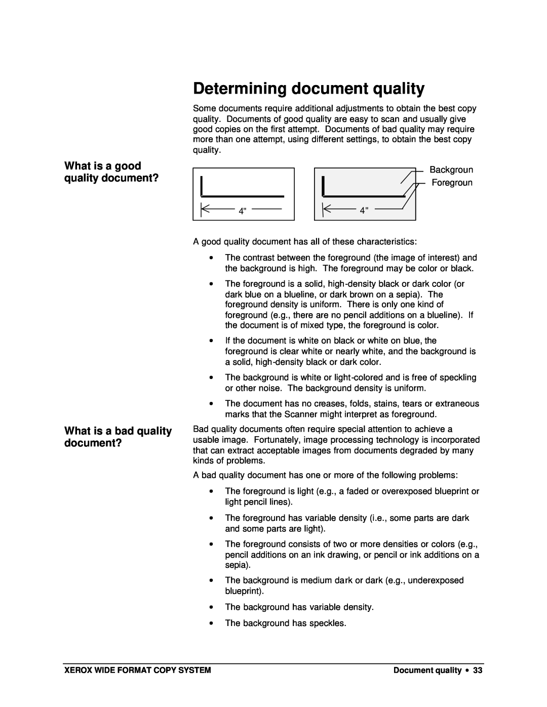 Xerox X2, 8825, 8850, 8830 Determining document quality, What is a good quality document?, What is a bad quality document? 