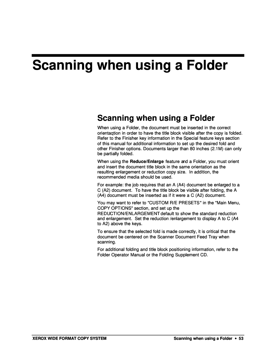 Xerox X2, 8825, 8850, 8830 manual Scanning when using a Folder 