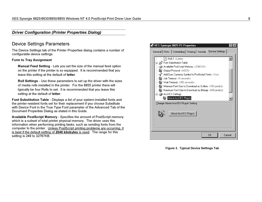 Xerox 8825, 8855, 8830 manual Device Settings Parameters, Form to Tray Assignment 