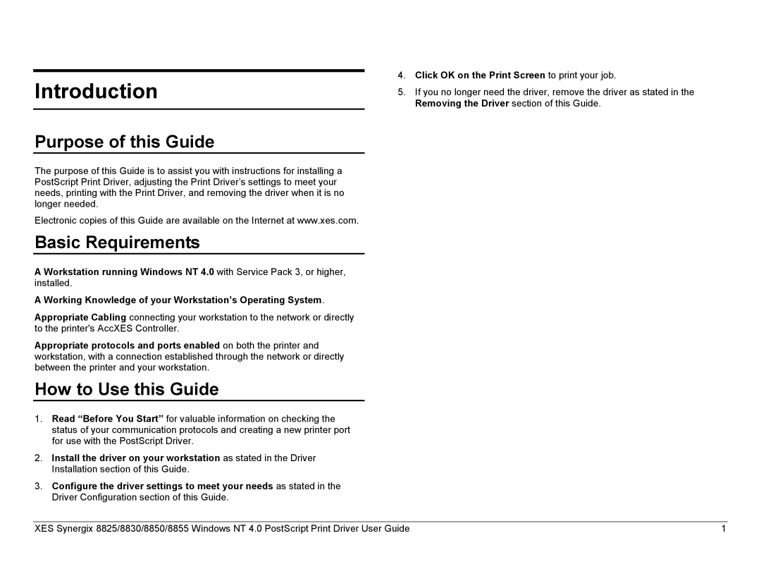 Xerox 8830, 8825, 8855 manual Introduction, Purpose of this Guide, Basic Requirements, How to Use this Guide 