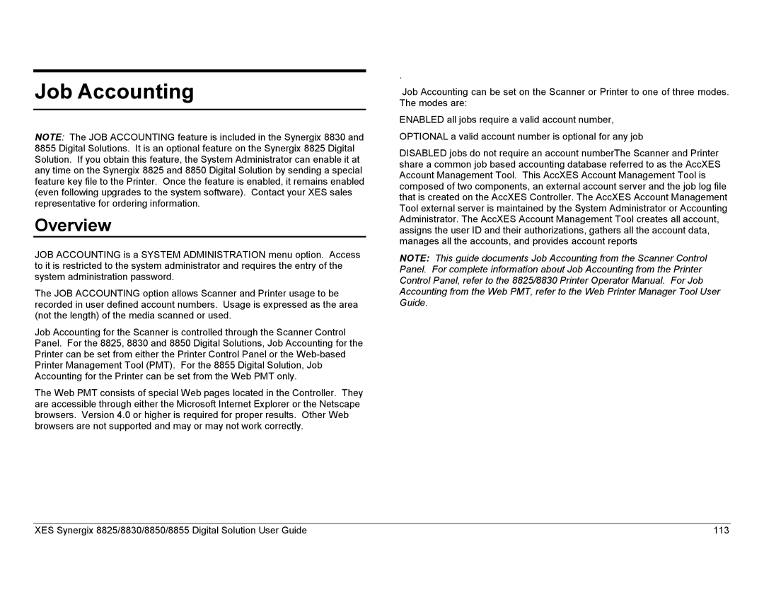 Xerox 8825, 8855, 8830 manual Job Accounting, Overview 