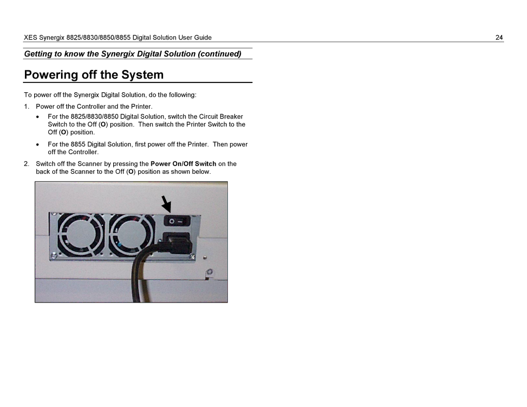 Xerox 8855, 8825, 8830 manual Powering off the System 