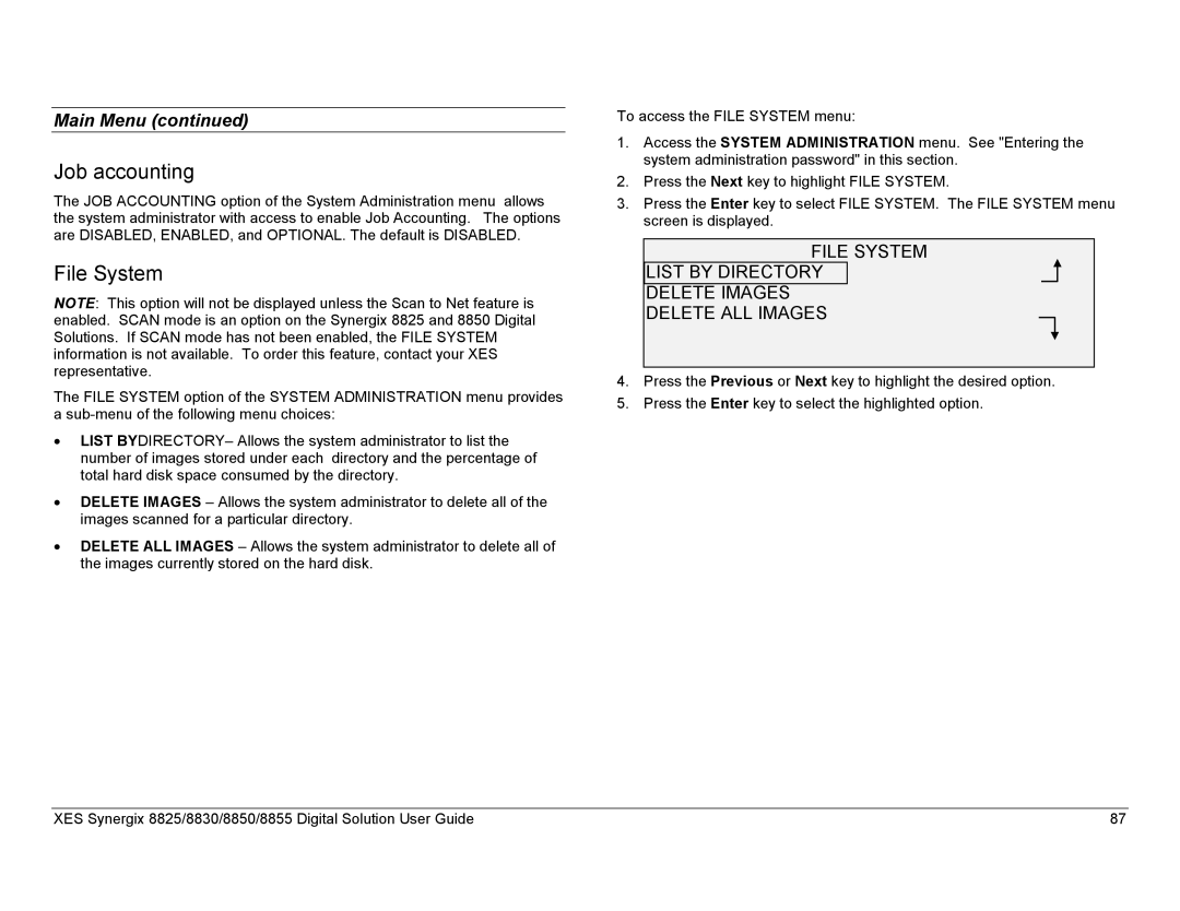 Xerox 8855, 8825, 8830 manual Job accounting, File System 