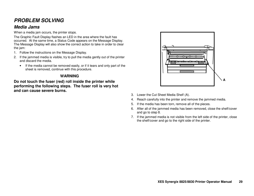 Xerox 8825/8830 manual Media Jams 