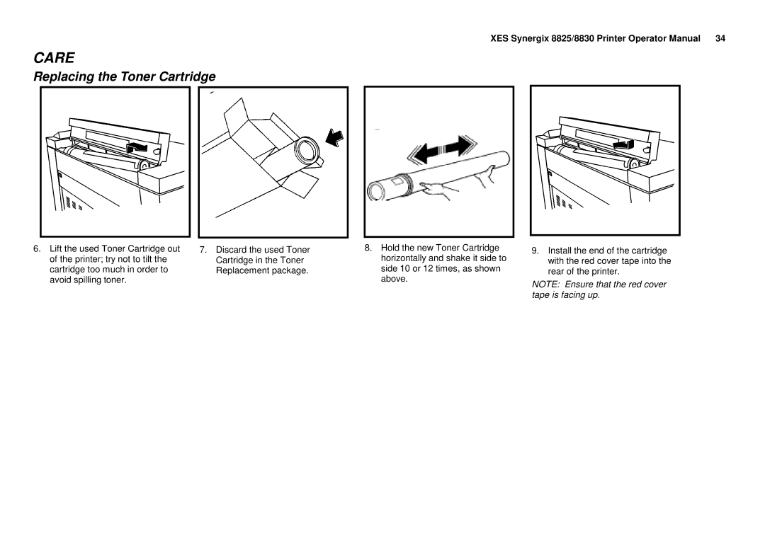 Xerox 8825/8830 manual Care 