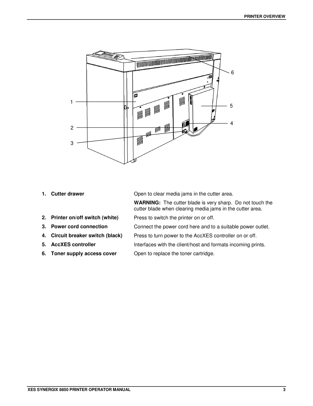 Xerox 8850 manual Printer Overview 