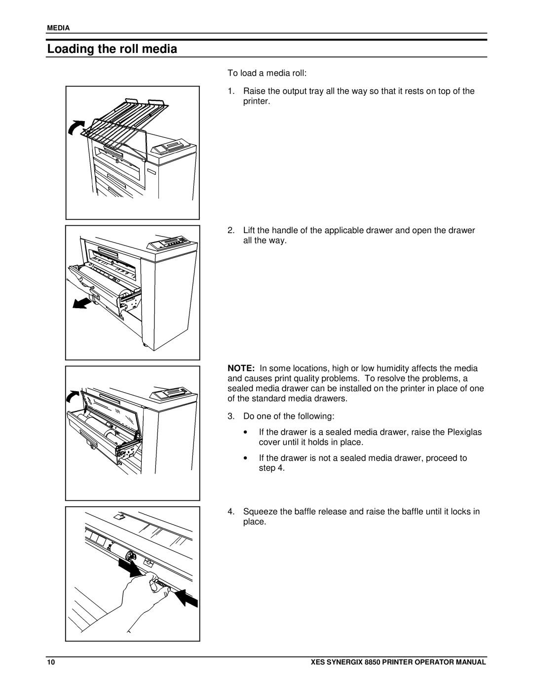 Xerox 8850 manual Loading the roll media 