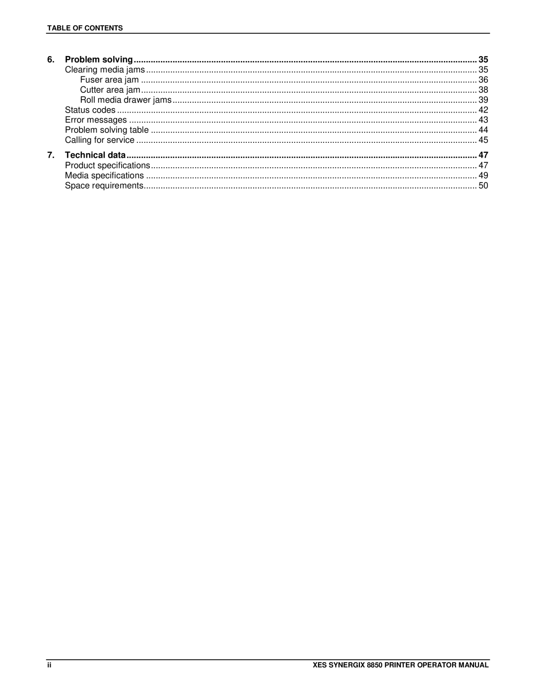 Xerox 8850 manual Problem solving 