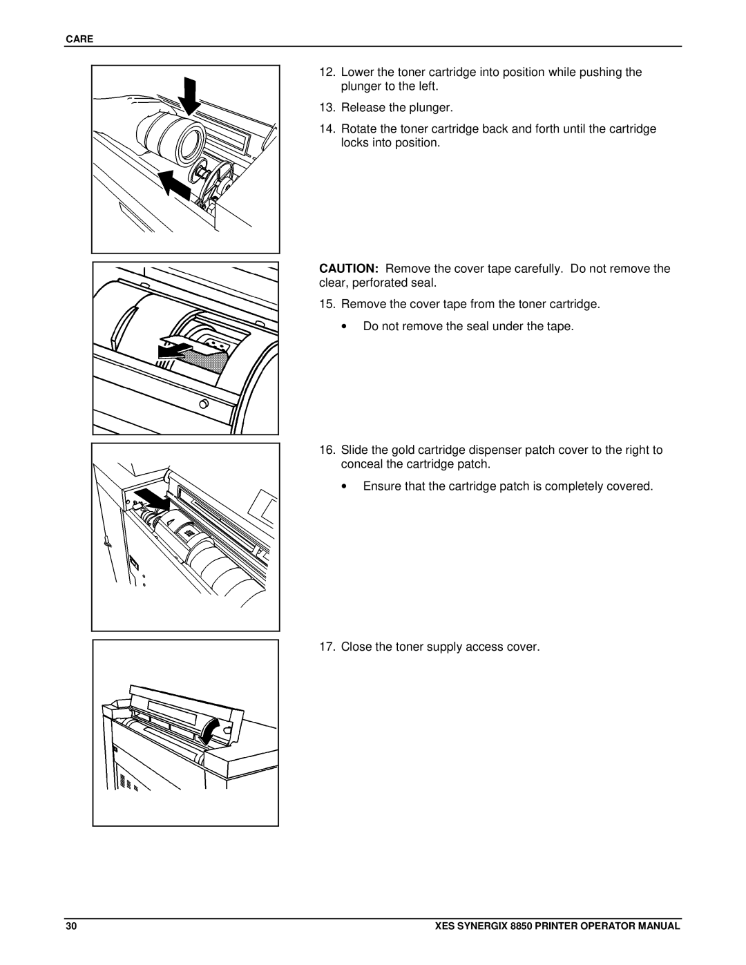 Xerox 8850 manual Care 