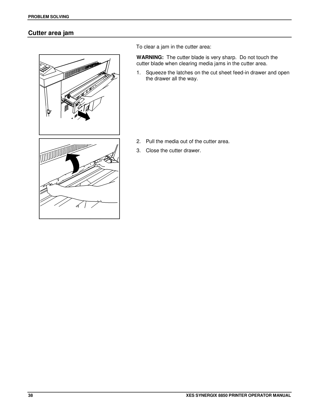 Xerox 8850 manual Cutter area jam 