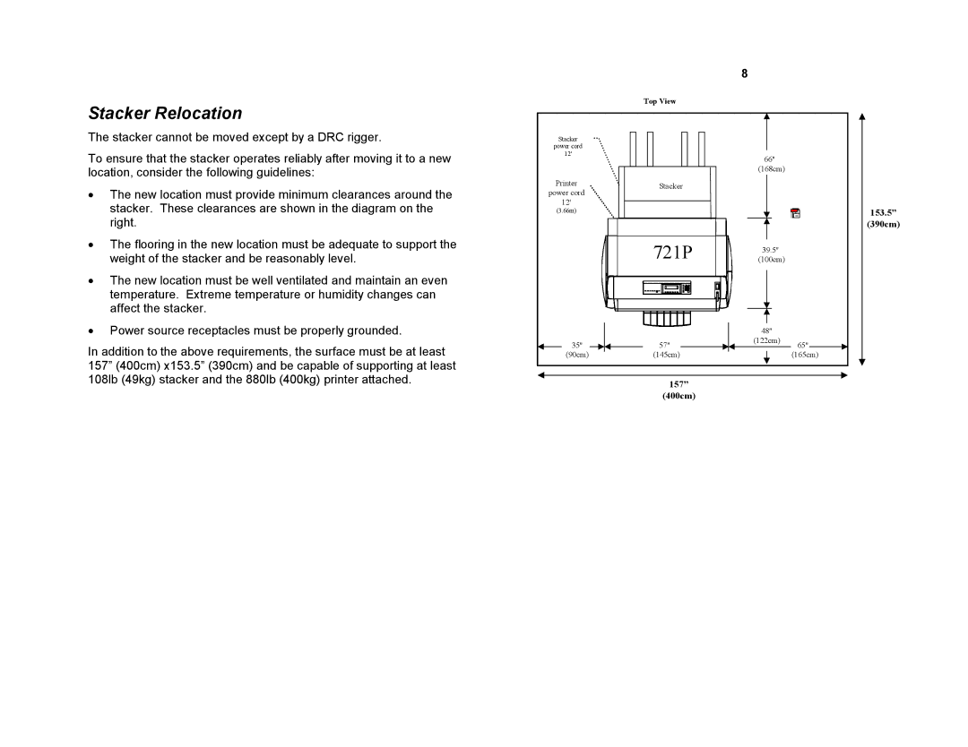 Xerox 8855/721P manual Stacker Relocation 