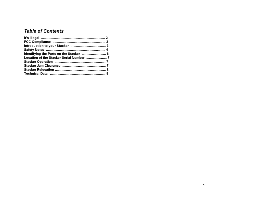 Xerox 8855/721P manual Table of Contents 