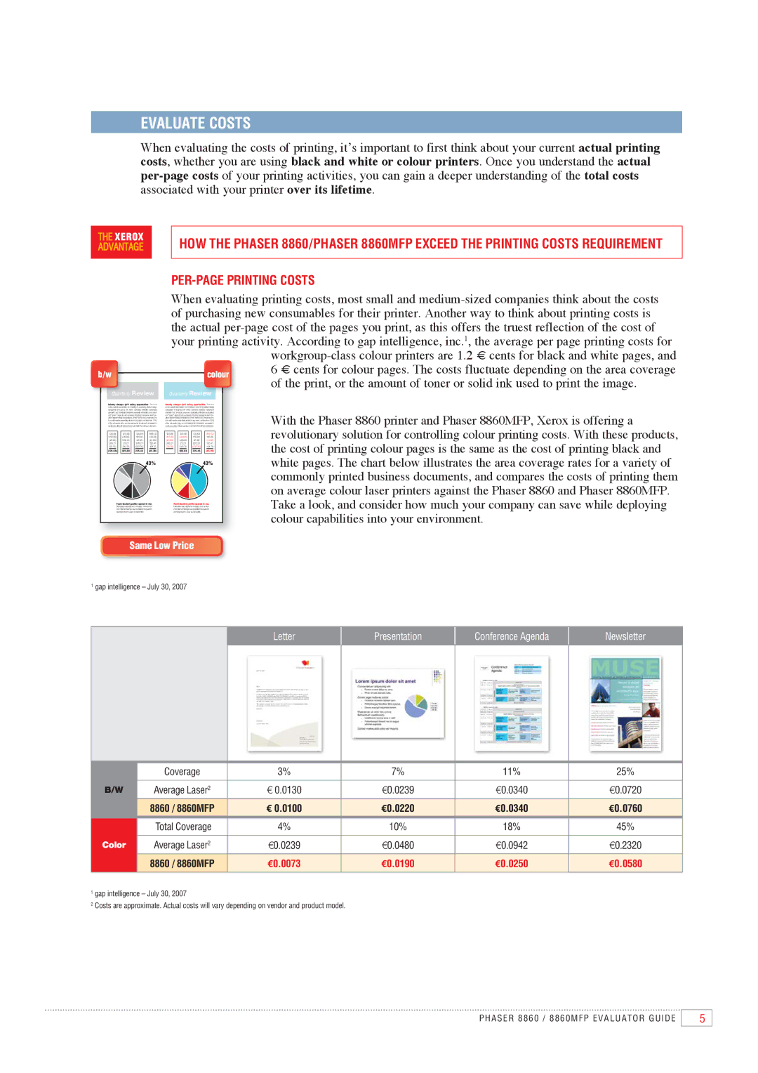 Xerox 8860MFP manual Evaluate Costs, E0.0220 