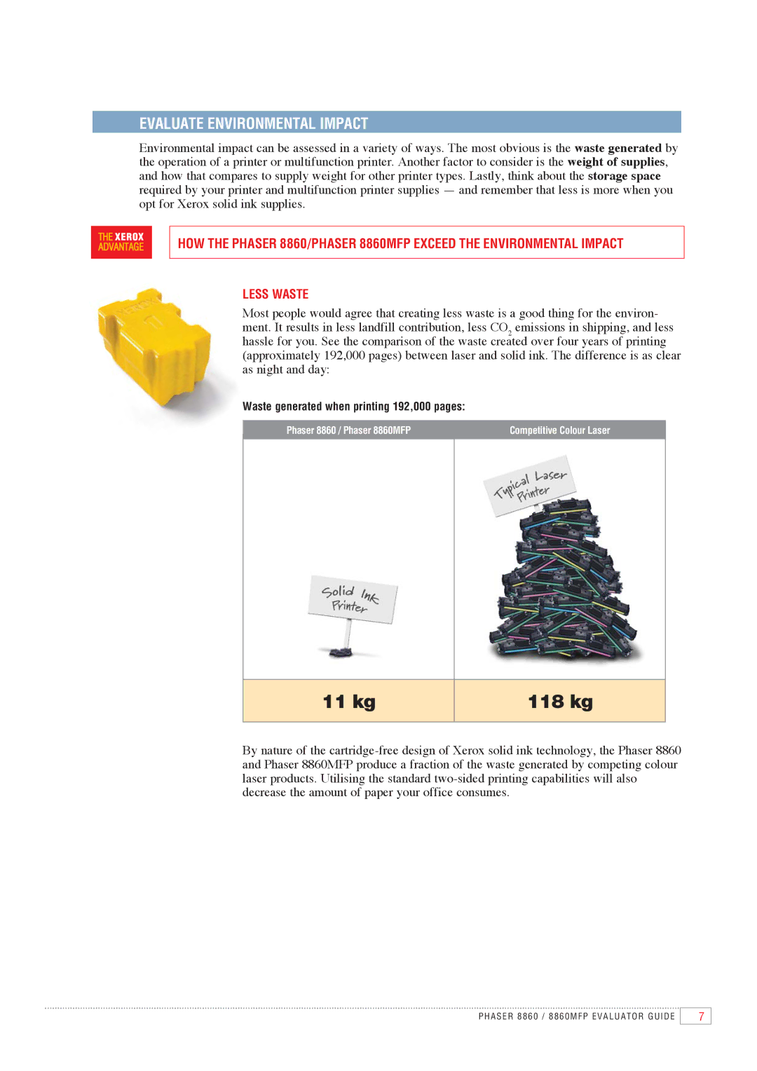 Xerox 8860MFP manual Evaluate Environmental Impact, Less Waste 