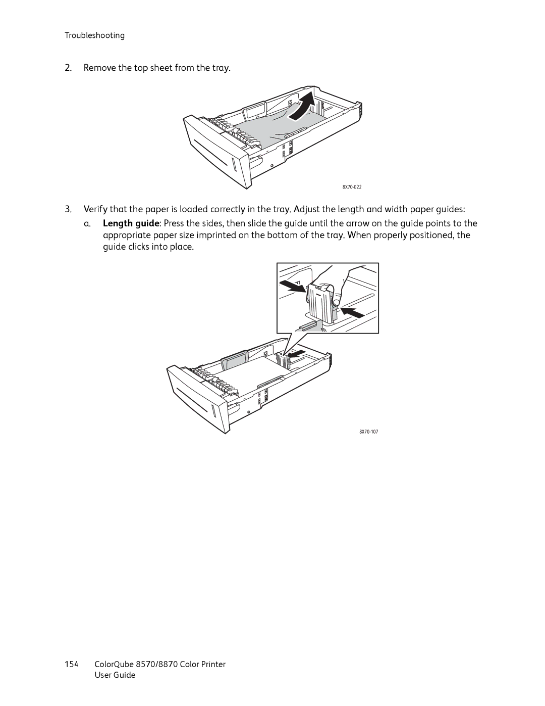 Xerox 8870, 8570 manual Remove the top sheet from the tray 