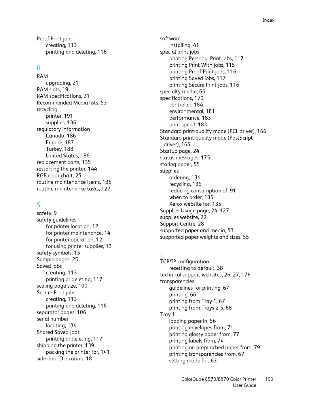 Xerox 8570, 8870 manual Routine maintenance items, 135 routine maintenance tasks 