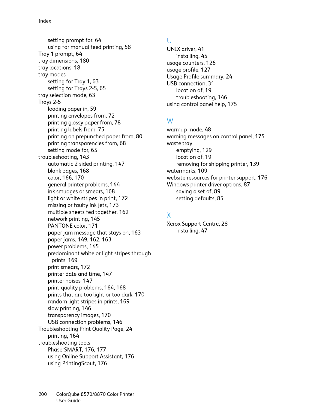 Xerox 8870, 8570 manual Troubleshooting Print Quality Page, 24 printing 