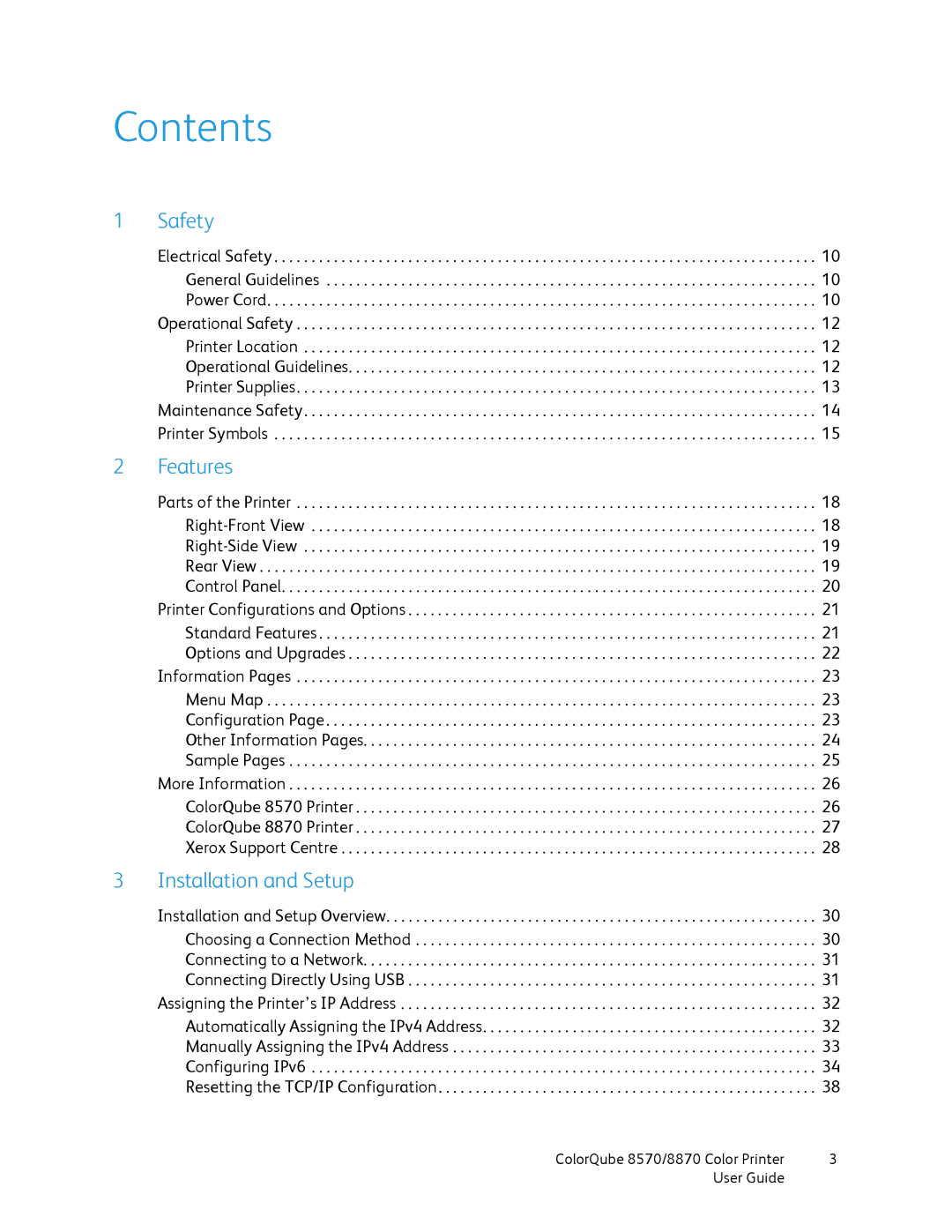 Xerox 8570, 8870 manual Contents 