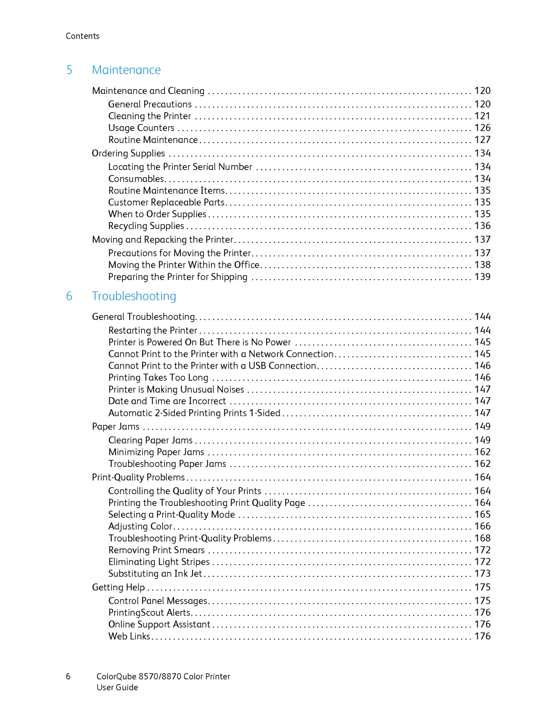 Xerox 8870, 8570 manual Maintenance 