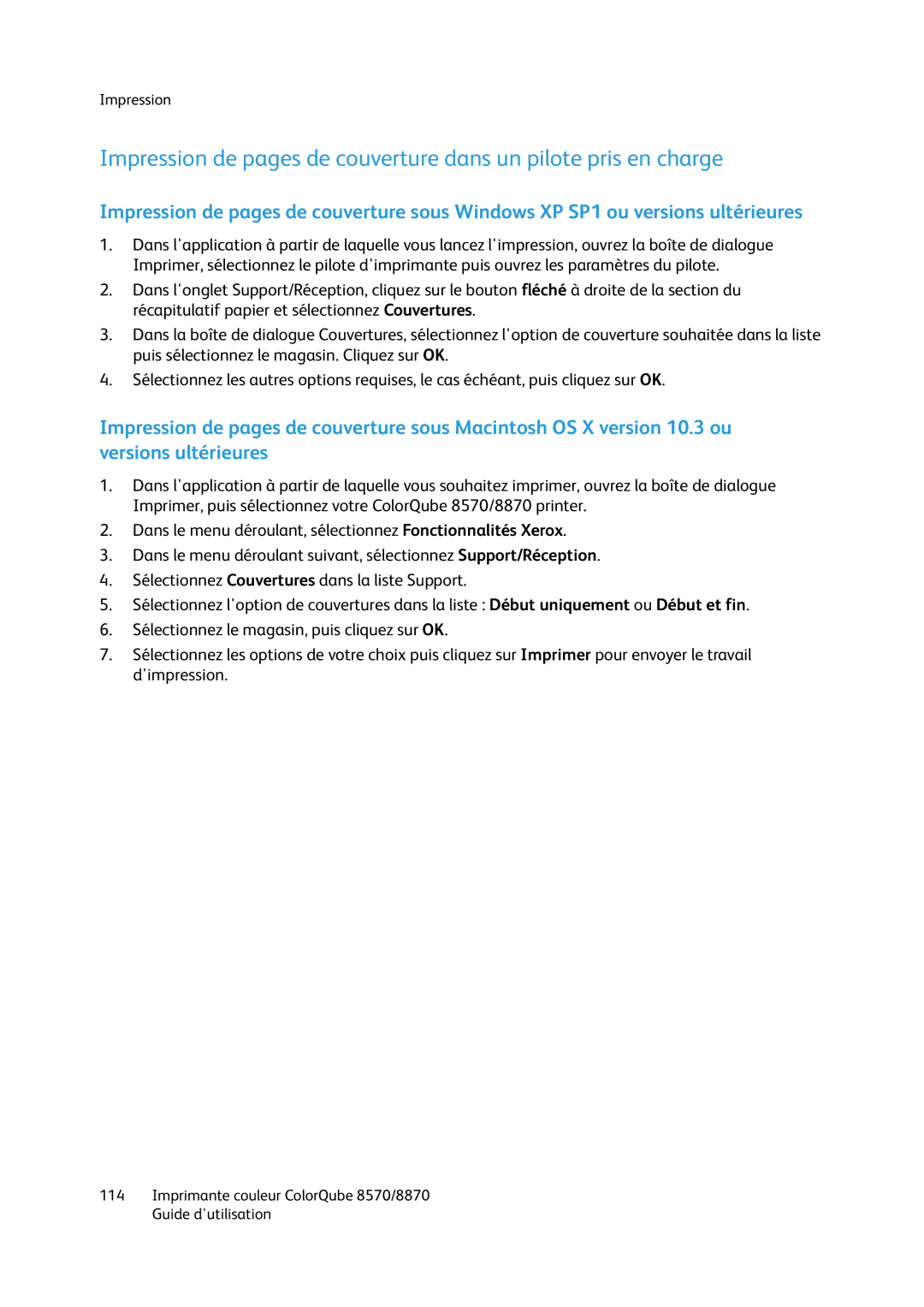 Xerox 8870, 8570 manual Impression 