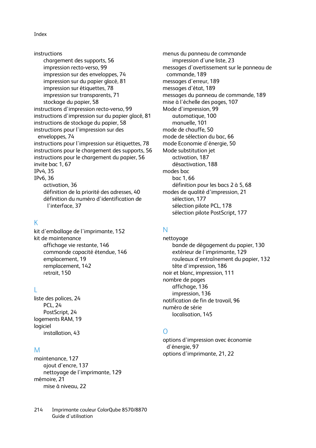 Xerox 8870, 8570 manual Messages davertissement sur le panneau de commande 