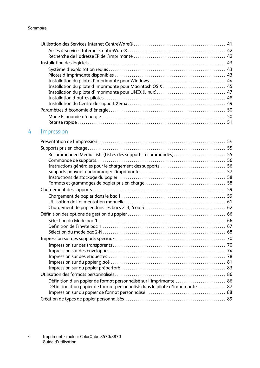 Xerox 8870, 8570 manual Impression 