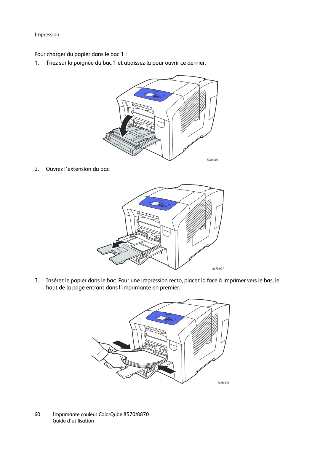 Xerox 8870, 8570 manual Ouvrez lextension du bac 