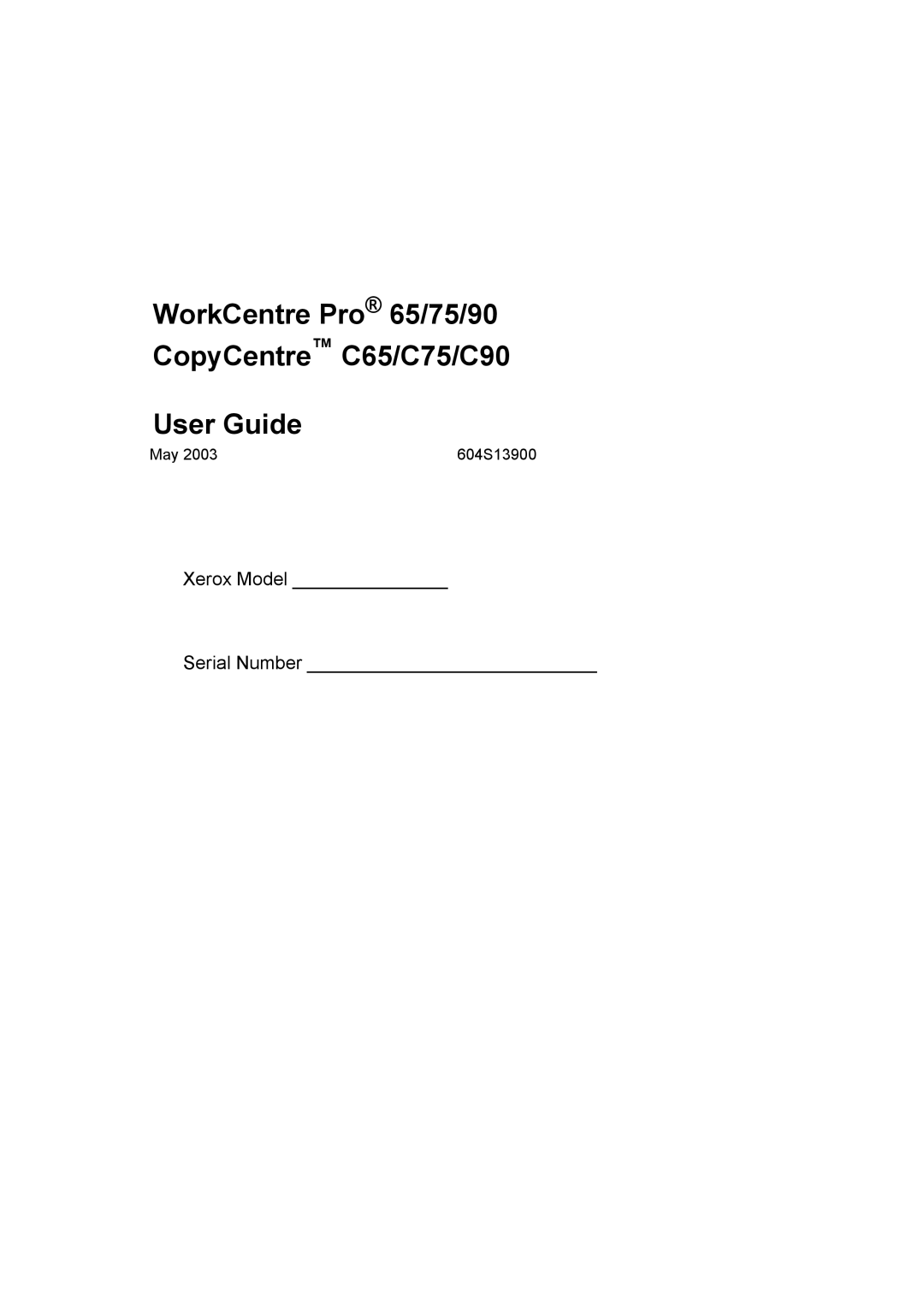 Xerox WorkCentre Pro 75 manual WorkCentre Pro 65/75/90 CopyCentre C65/C75/C90 User Guide 