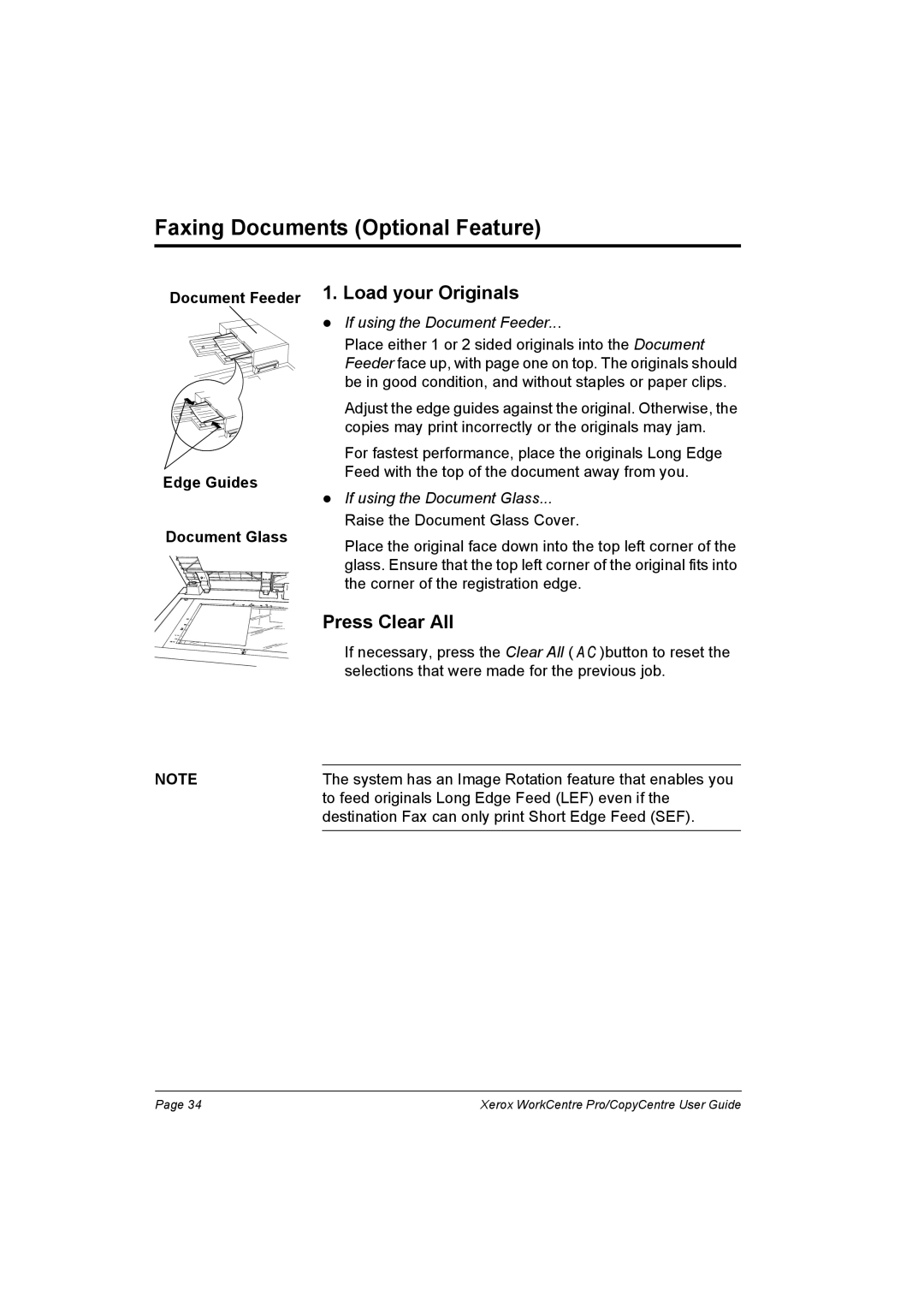 Xerox C90, C75, C65, WorkCentre Pro 75 manual Faxing Documents Optional Feature 