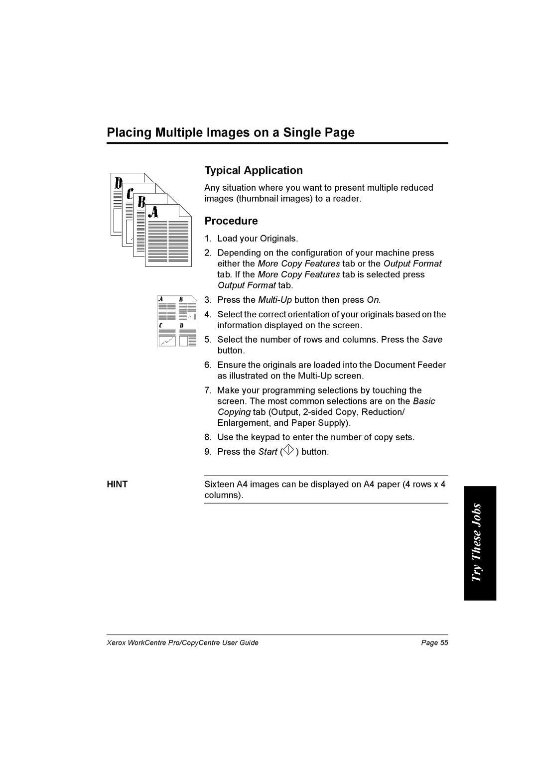 Xerox C75, C90, C65, WorkCentre Pro 75 manual Placing Multiple Images on a Single 