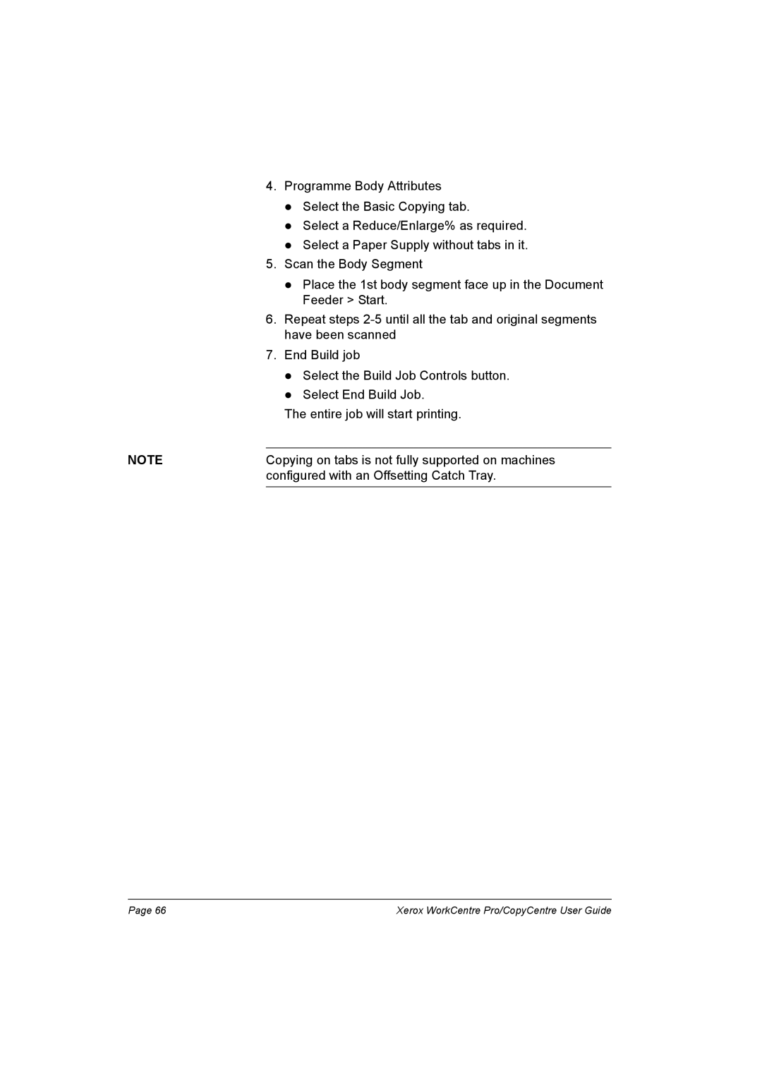 Xerox C90, C75, C65, WorkCentre Pro 75 manual Programme Body Attributes 