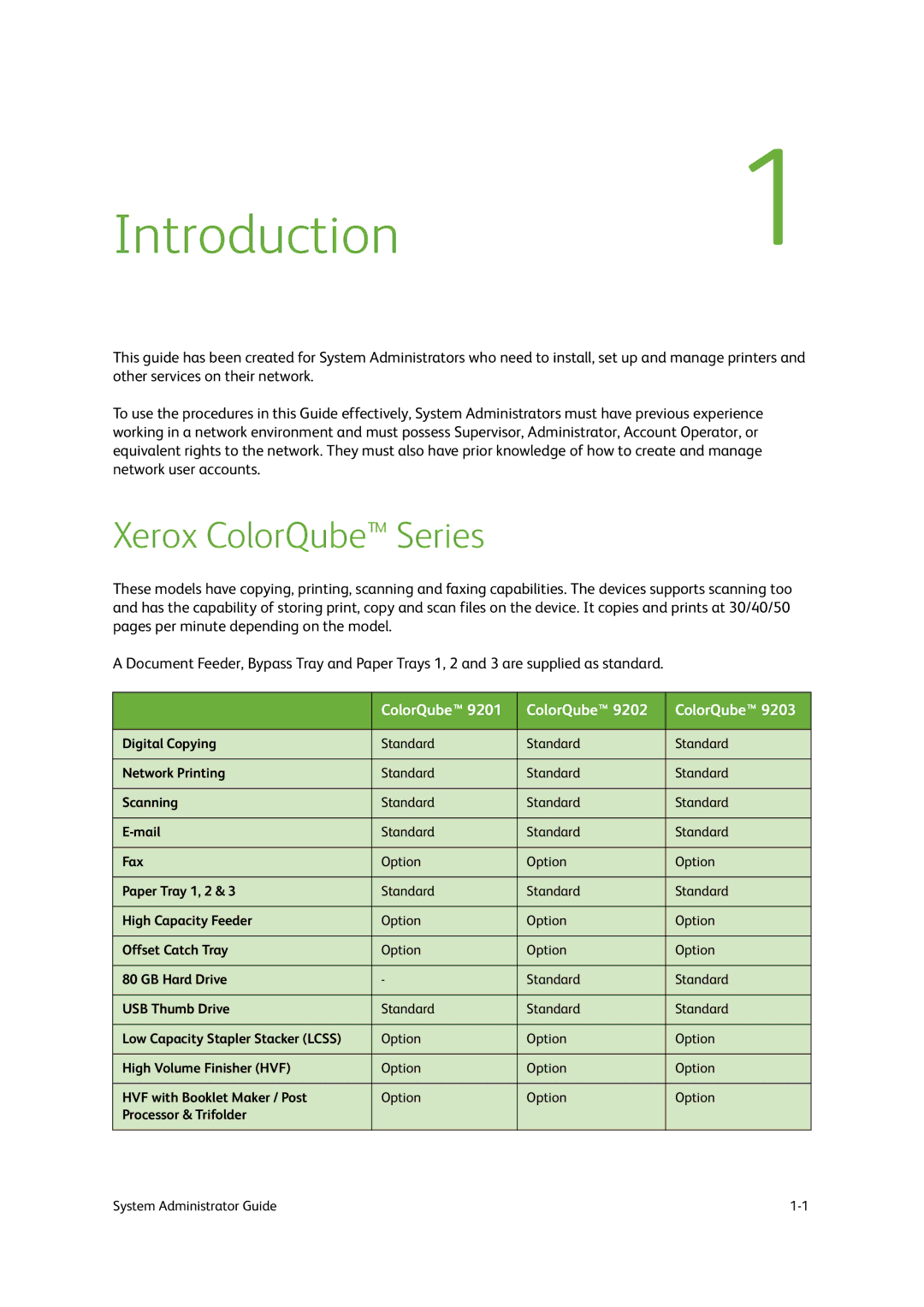 Xerox 9203, 9202, 9201 manual Introduction1, Xerox ColorQube Series 