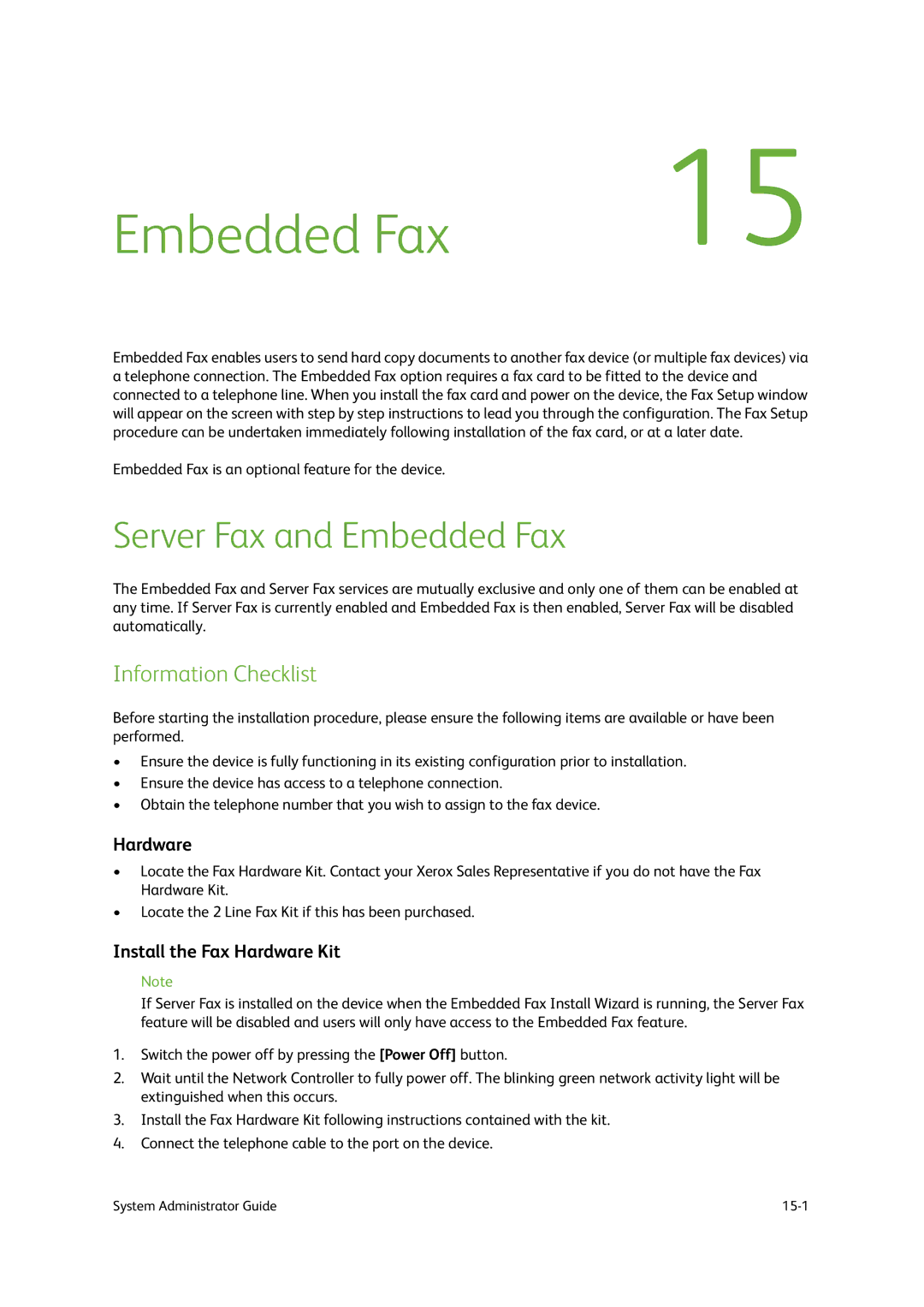 Xerox 9201, 9202, 9203 manual Server Fax and Embedded Fax, Install the Fax Hardware Kit 