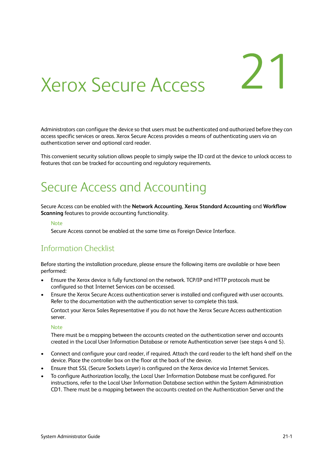 Xerox 9203, 9202, 9201 manual Xerox Secure Access, Secure Access and Accounting 