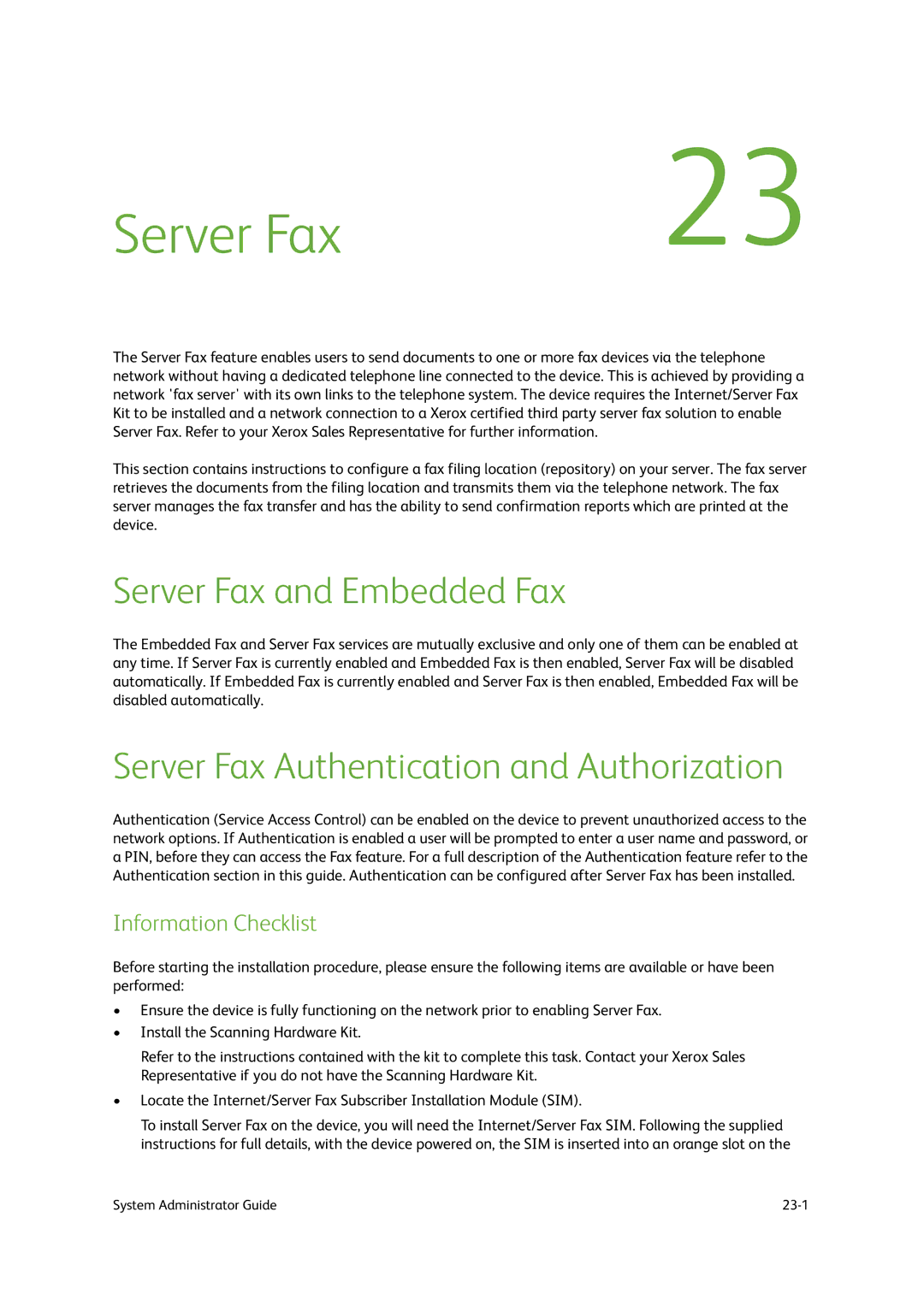 Xerox 9202, 9201, 9203 manual Server Fax Authentication and Authorization 