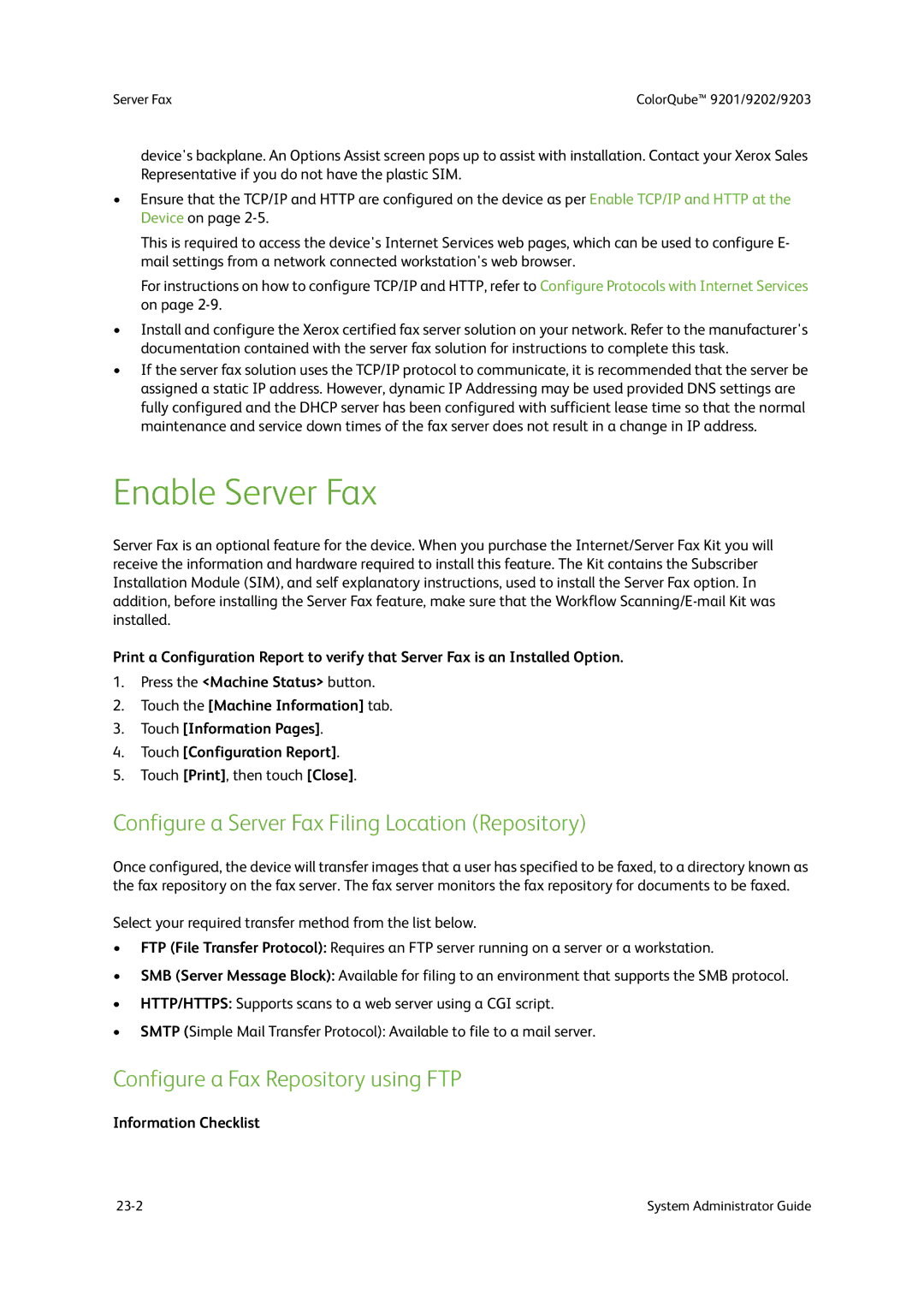 Xerox 9201 Enable Server Fax, Configure a Server Fax Filing Location Repository, Configure a Fax Repository using FTP 