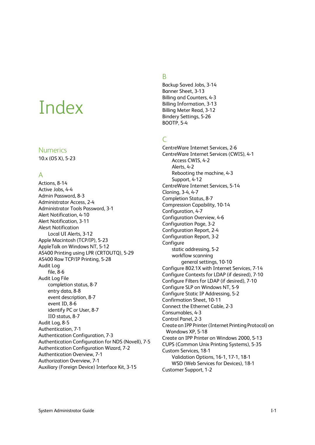 Xerox 9203, 9202, 9201 manual Index, Numerics 