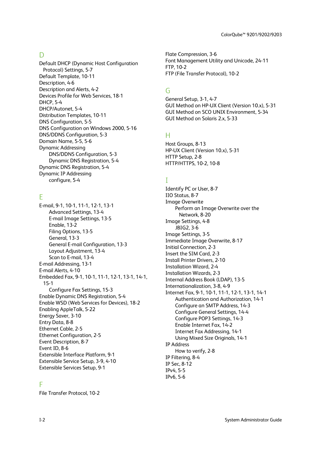 Xerox 9202, 9201, 9203 manual Default Dhcp Dynamic Host Configuration Protocol Settings 