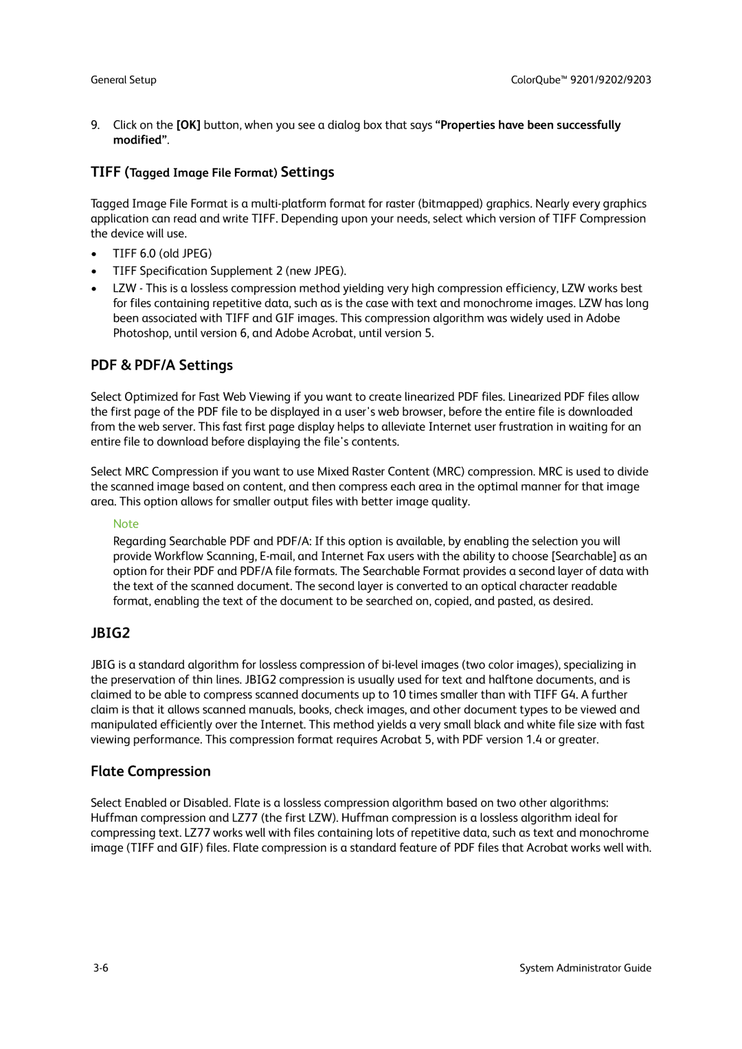 Xerox 9201, 9202, 9203 manual Flate Compression, Tiff Tagged Image File Format Settings 