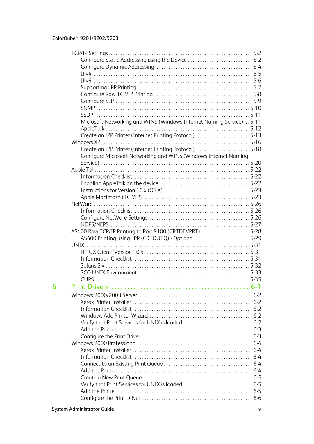 Xerox 9203, 9202, 9201 manual Print Drivers 