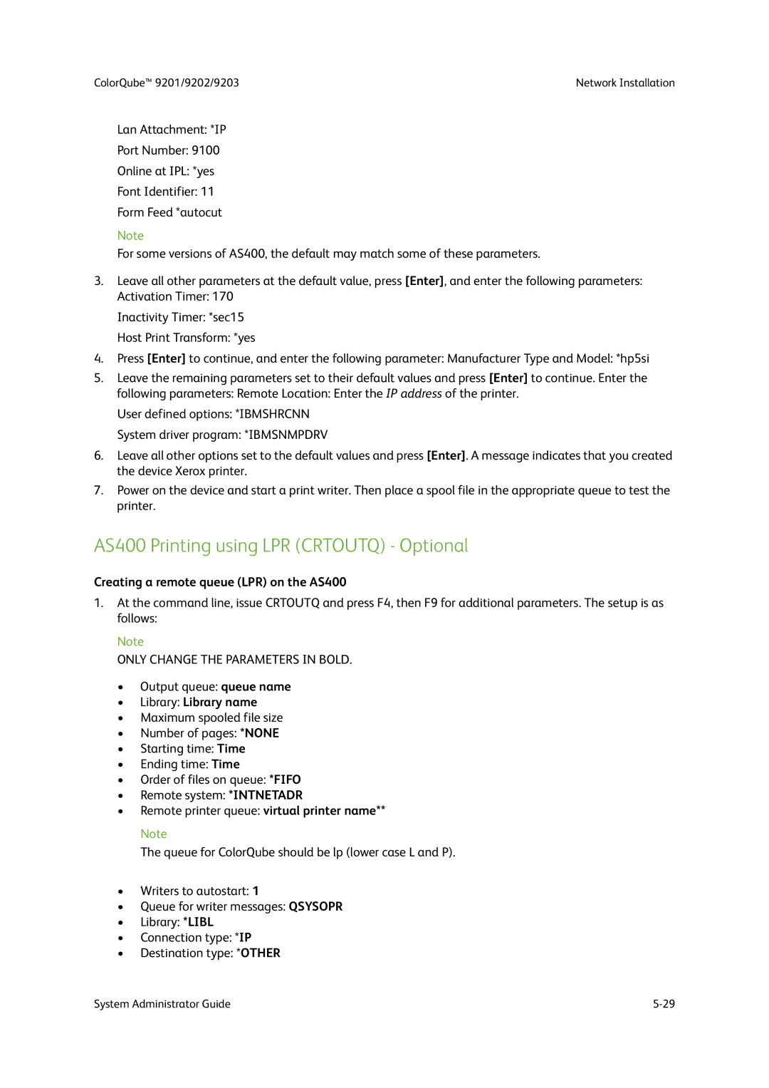 Xerox 9203, 9202 AS400 Printing using LPR Crtoutq Optional, Creating a remote queue LPR on the AS400, Library Library name 